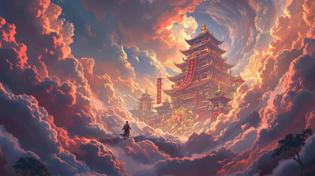 黑神话悟空大闹天宫DLC游戏概念图,孙悟空在天宫战斗的震撼场景
